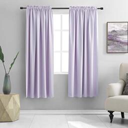 "DONREN Light Purple Curtains for Bedroom - Room Darkening Thermal Insulated Rod Pocket Curtains for Living Room (42.5"" x 63"" Length, 1 Pair)"