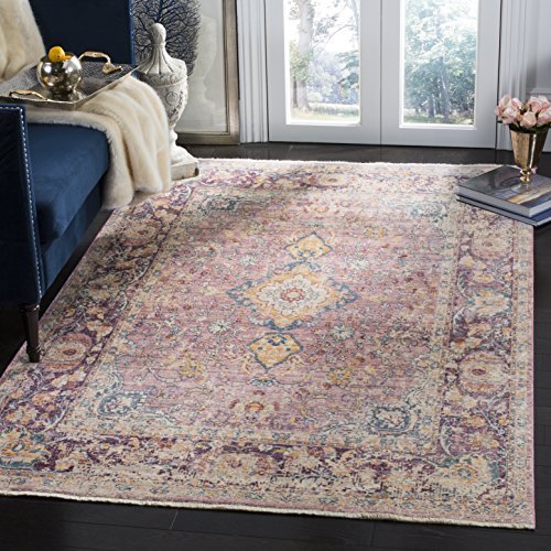 Safavieh Traditional Indoor Woven Rectangle Area Rug, Illusion Collection, ILL700, in Purple / Multi, 122 X 183 cm for Living Room, Bedroom or Any Indoor Space