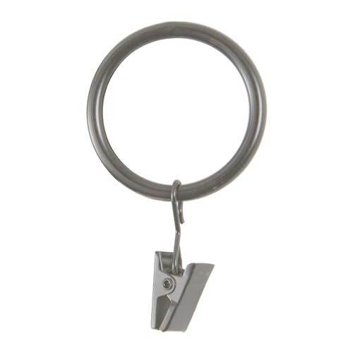 "Kenney 1 Inch 1"" Clip Ring, For 1"" or 1-1/4"" Curtain Rods, Antique Pewter"