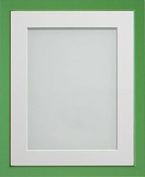Frame Company Jellybean Range Green Wooden 10x8 inch Picture Photo Frame with White Mount for Image 8x6 inch * Choice of Colours & Sizes* Fitted with Perspex