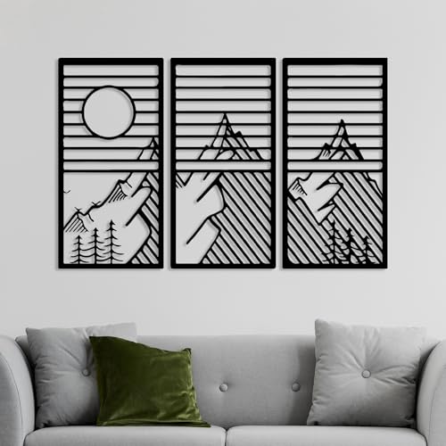 Stylish Decorative Metal Wall Accessory (3 Pieces), Black, 80 x 40 cm, Durable 1.5 mm Metal Body, Perfect for Modern Home Decor & Office Spaces