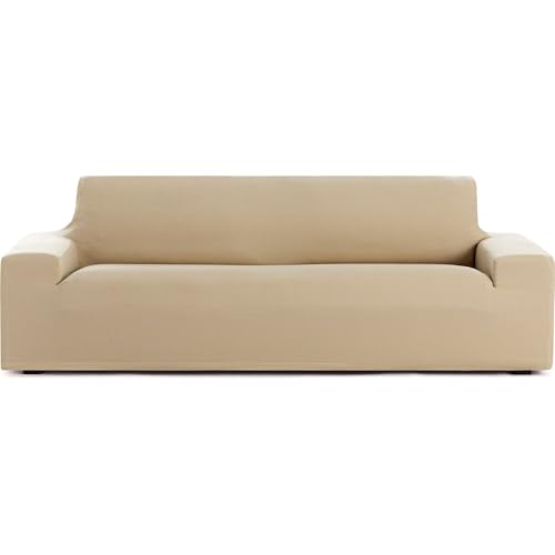 ECOMMERC3 - Bi-elastic Breathable Sofa Cover Size 3 Seater ??? Non-Slip Fit Sofa Cover, Beige Easy to Put on and Remove, Includes Fastening Foams