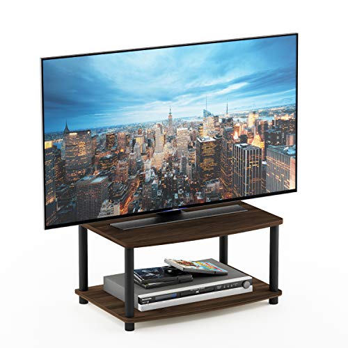 Furinno TURN-N-TUBE TV Riser Stand, 2-Tier Small Elevated No Tools TV Stand, TV Console for TV up to 32 inch, 15.8 x 23.8 x 11, for Living Room, Bedroom, Columbia Walnut