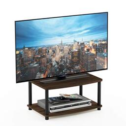 Furinno TURN-N-TUBE TV Riser Stand, 2-Tier Small Elevated No Tools TV Stand, TV Console for TV up to 32 inch, 15.8 x 23.8 x 11, for Living Room, Bedroom, Columbia Walnut