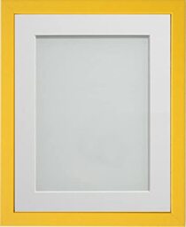 Frame Company Jellybean Range Mustard Yellow Wooden 8x6 inch Picture Photo Frame with White Mount for Image 6x4 inch * Choice of Colours & Sizes* Fitted with Perspex