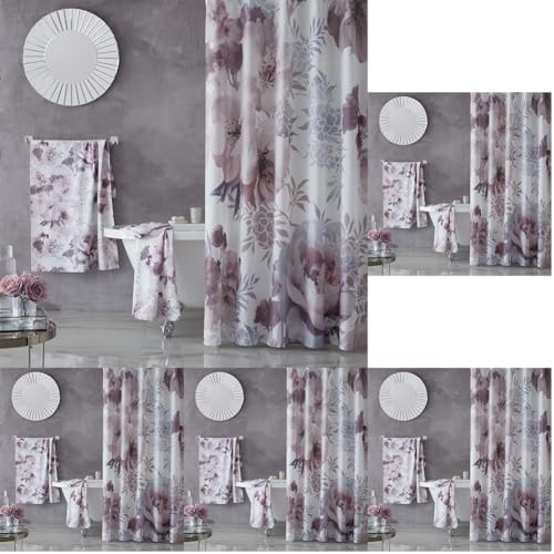 Catherine Lansfield Dramatic Floral 180x180cm Shower Curtain Blush Pink (Pack of 5)