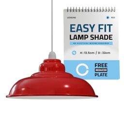 LEDSone 32CM Metal Ceiling Lamp Shade, Easy Fit Pendant Light for Bedroom, Hallway, Cafe, Restaurant, Modern Industrial Light Fixture, Stylish Pendant for Home & Commercial Spaces. (Red)