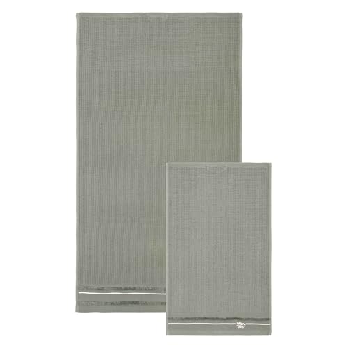 THUN Set of 2 Towels, Green, 100% Cotton, Country Bloom Collection, t40 x 60, 60 x 100 cm