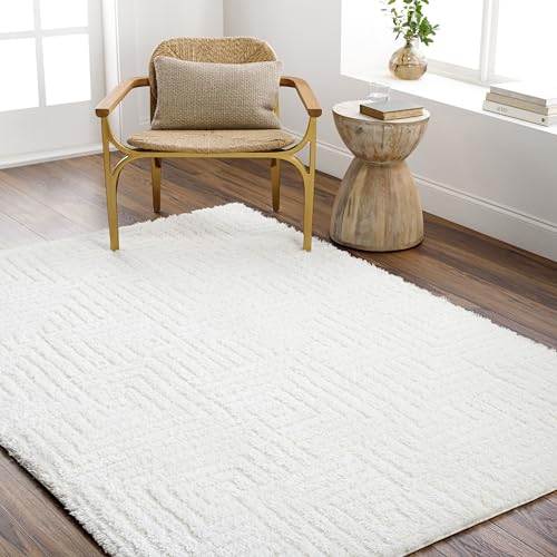 Livabliss Mogila Shaggy Rug - Modern Berber Rug Living Room 200x275 cm, Soft Shaggy Rugs for Bedroom - Neutral Boho Fluffy Rug, Easy Care Plush Thick Pile - Large Rug, Ivory Rug