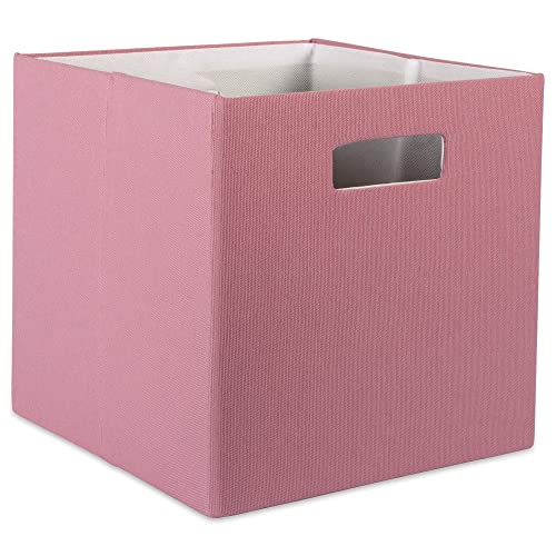 "DII Hard Sided Collapsible Fabric Storage Container for Nursery, Offices, & Home Organization, (13x13x13"") - Solid Rose"