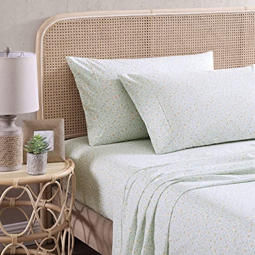 Tommy Bahama - King Sheets, Cotton Percale Bedding Set, Crisp & Cool, Stylish Home Decor (Crane Flower Green, King)