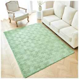 GC GAVENO CAVAILIA Faux Fur Fleece Area Rugs Living Room Large 160x230 Cm - Greek Fluffy Rug For Bedroom, Dining Room, Office Anti Slip Mat - Carpet Floor Mat Runners Washable Outdoor Rug, Sage Green