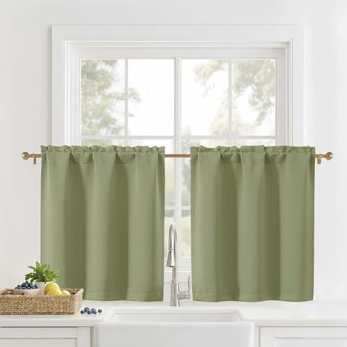 OVZME Solid Short Blackout Curtains