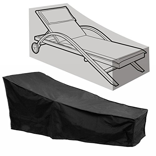 Comfysail Sun Lounger Cover Waterproof Sunbed Cover Outdoor Garden Patio Furniture with a Storage Bag,Black,208 * 76 * 41/79cm