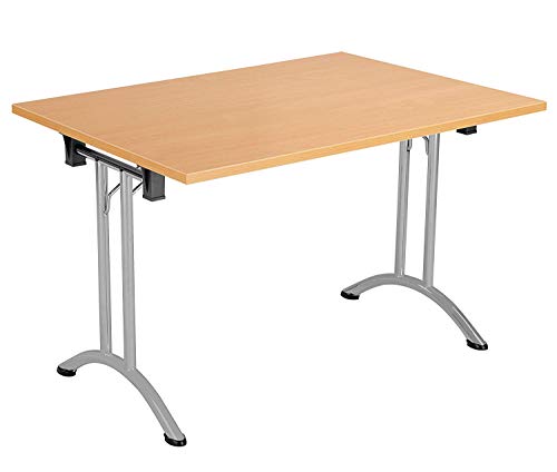 Office Hippo Folding Office Table, Sturdy & Stylish Computer Table Desk, Work Table For Home Office, Versatile Foldable Table For Meeting Room or Boardroom, 5 Year Guarantee - Grey Oak/Silver