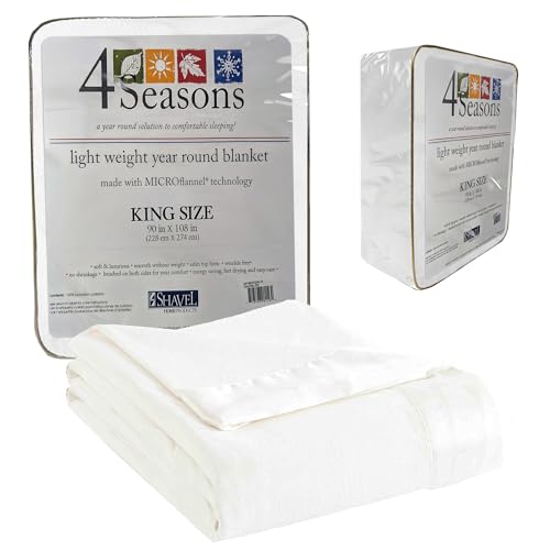 Thermee Micro Flannel King-Size All Seasons Lightweight Sheet Blanket, Machine Wash & Dry, No Pilling, 108Lx90W, Snow