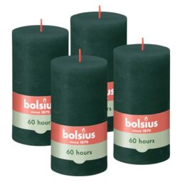 Bolsius - Rustic Candle - Green - 5.1 in - Pack of 4 - Decorative Candles - Palm Oil Free - with Natural Plant Wax