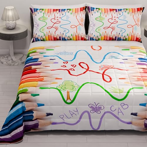 PETTI Artigiani Italiani - Summer Double Bedspread 260 x 270 cm 100 g/m² Double Sided Spring Quilt Lightweight Quilt Pencil 100% Made in Italy