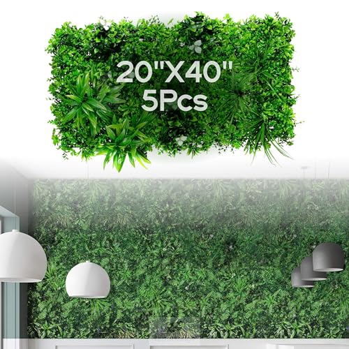 NatraHedge Artificial Maui Living Wall Vertical Garden for Outdoor Hedge Installments or Indoor Decor (5 Pack) 28 SQF