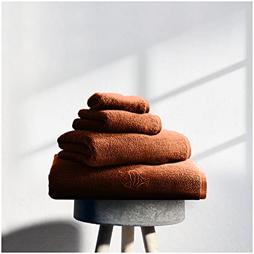 GC GAVENO CAVAILIA Premium 3 Pack Embroidered Fish Towels Sets 450 GSM, Luxury Super Soft Absorbent Bath Sheet, Egyptian Cotton, Orange, 80x140 Cm