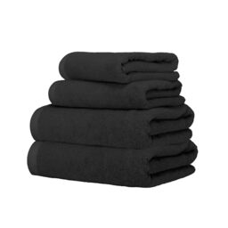 Ruggeri, 4 Towel Set, 2 Hand and 2 Guest, Cotton, Black
