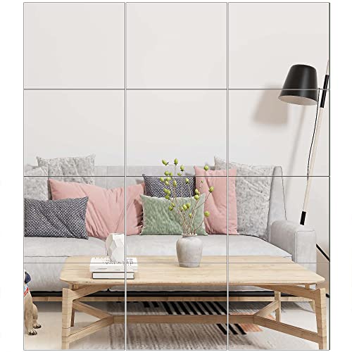 "Ruomeng Gym Mirror Tiles - 14"" x 12"" x 12Pcs Wall Mounted Mirror Glass Frameless Full Length Mirror Tiles for Home Gym, Bedroom, Door & Bathroom"