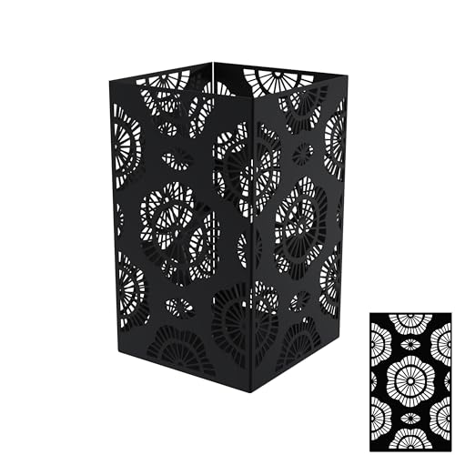 Louis Moulin Square Tealight Holder - Stylized Flower Motif - Metal Lantern Candle - Charcoal Black - H 30 x 17.5 cm - Indoor and Outdoor Decoration