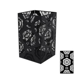 Louis Moulin Square Tealight Holder - Stylized Flower Motif - Metal Lantern Candle - Charcoal Black - H 30 x 17.5 cm - Indoor and Outdoor Decoration