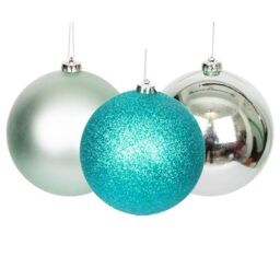 10cm/3Pcs Christmas Baubles Shatterproof Turquoise, Christmas Tree Decorations Ball Ornaments Balls Xmas Hanging Decorations Holiday Decor - Shiny,Matte,Glitter