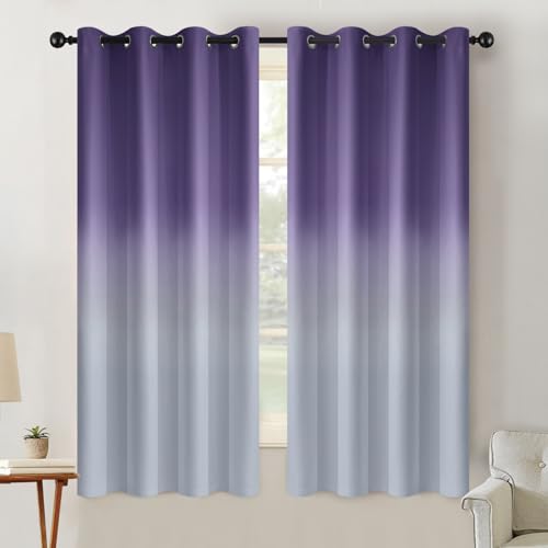 Yakamok Light Blocking Curtains with Gradient, Lavender Purple, Ombr?? Blackout Curtains, Room Darkening, Grommet, Window Curtains for Living Room/Bedroom, Lavender Purple, 2 Panels, 132 x