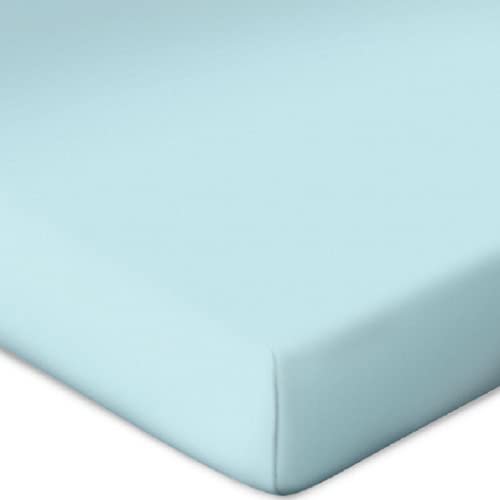 Bassetti Fitted Sheet for Box Spring Topper Plain Colour Ice Blue C1/650 Size 90 x 190 100 x 220 cm