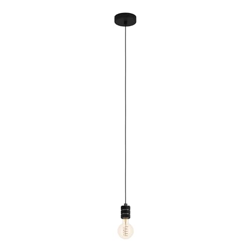 Eglo Pendant Lighting Yorth, Ceiling Light Fitting, Hanging lamp for Dining and Living Room, Bulb Holder Made of Metal in Black and Nickel-Nero, E27 Socket