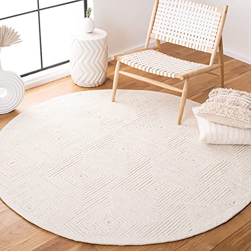 Safavieh Contemporary Rug for Living Room, Dining Room, Bedroom - Textural Collection, Short Pile, in Ivory, 183 X 183 cm