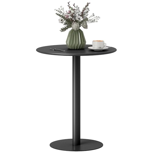 HOMCOM Dining Table, 2 Seater Round Kitchen Table with Steel Base for Living Room, Dining Room, Space Saving, 60 x 60 x 72cm, Black