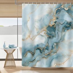 Dazzlewall Teal Blue Shower Curtain for Bathroom Mould & Mildew Resistant