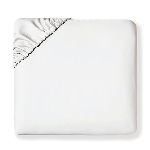 "MakeMake Organics Organic Twin Fitted Sheet Set GOTS Certified Organic Cotton Fitted Sheet with 1 Pillowcase Ultra Soft Non Toxic Breathable Hypoallergenic (40""X76"", Ivory)"