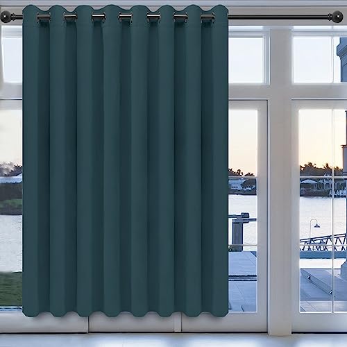 Easy-Going Blackout Door Curtains for Bedroom, Solid Thermal Insulated Grommet and Noise Reduction Window Drapes, Room Darkening Curtains for Living Room, 1 Panel (100x84 in, Bluestone)