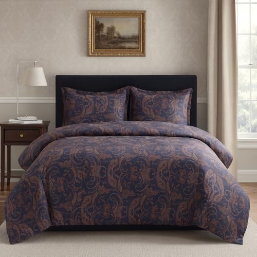 Dreamology Duvet Cover Twin,Bedding Duvet Cover, Button Closure, Microfiber - Piped Edges & Fade Resistant Duvet Cover Set,Includes 1 Twin Duvet Cover & 1 Pillow Shams (Paislay)