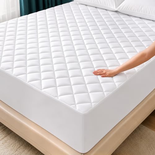 Utopia Bedding Quilted Fitted Mattress Pad (Super Queen) - Elastic Fitted Mattress Protector - Mattress Cover Stretches up to 16 Inches Deep - Machine Washable Mattress Topper