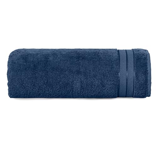 Elegant Comfort Three Line Popcorn Towel Set for Bathroom 35 x 70 inches, Premium Hotel Quality 1-Pack Jumbo Towels, 100% Turkish Cotton, Soft and Durable, Quick Dry and Highly Absorbent, Navy Blue