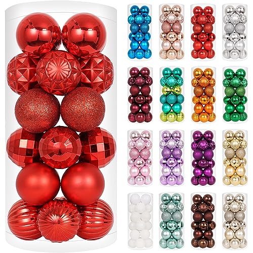 "XmasExp 34ct Christmas Ball Ornaments Shatterproof Christmas Ornaments Set Decorations for Xmas Tree Balls 40mm/1.57"" (1.57'', Red)"