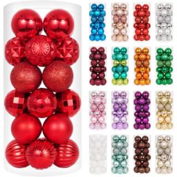 "XmasExp 34ct Christmas Ball Ornaments Shatterproof Christmas Ornaments Set Decorations for Xmas Tree Balls 40mm/1.57"" (1.57'', Red)"