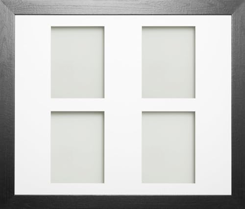 Frame Company Watson Multi Aperture Range Black Photo Picture Frame, 24x20 for 8x6 (x4 Portrait) *Choice of Sizes* Fitted with Perspex