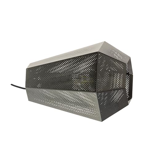 Eglo Table Lamp Chiavica, 1-Light Industrial Vintage Table Lamp, Steel Bedside Lamp, Living Room Lamp in Nickel-Black, Lamp with Switch, E27 Socket