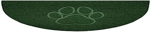 Nicoman Embossed Halfmoon Half Circle Door Mat Dirt-Trapper Jet-Washable Doormat 70x44cm (Green, PAW Shape) - Use on Carpet ONLY