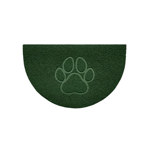 Nicoman Embossed Halfmoon Half Circle Door Mat Dirt-Trapper Jet-Washable Doormat 70x44cm (Green, PAW Shape) - Use on Carpet ONLY