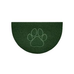 Nicoman Embossed Halfmoon Half Circle Door Mat Dirt-Trapper Jet-Washable Doormat 70x44cm (Green, PAW Shape) - Use on Carpet ONLY