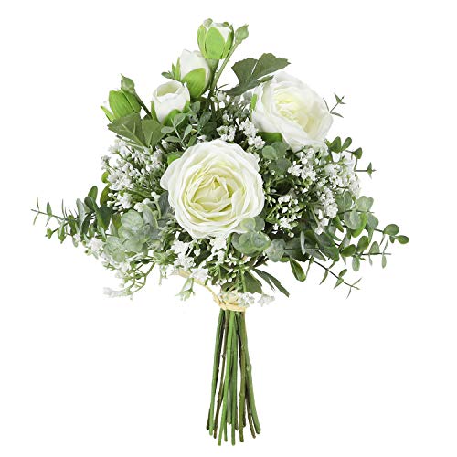 Famibay 2 Pack Fake Plants Eucalyptus Leaves Pink Babys Breath/Gypsophila Artificial Flower Arrangements Ins Style Bouquet Wedding Home Decoration