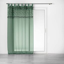 Douceur d'Intérieur, Milagreen Tab-Top Curtain 140 x 280 cm Sandblasted Top Printed with Bobble Green