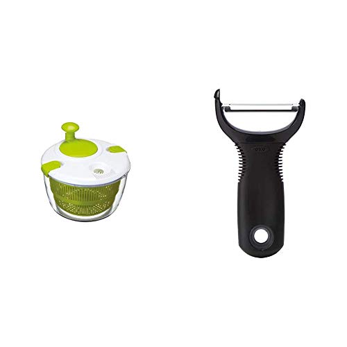 Kitchen Craft Healthy Eating Large Salad Spinner and Dresser, White/Green, 25 cm & OXO Good Grips Y Peeler